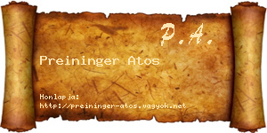 Preininger Atos névjegykártya
